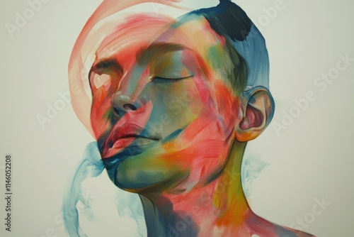 A person sitting or lying down with their eyes shut, possibly in meditation or contemplation