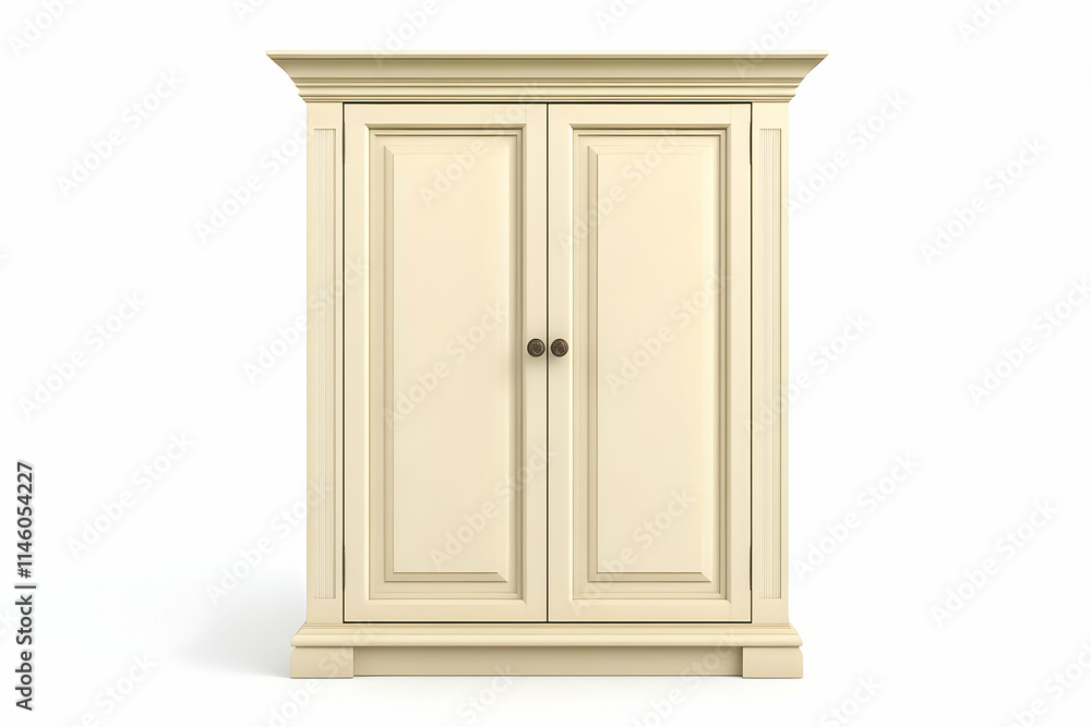Cream Wooden Armoire 3D Render Cream Wooden Armoire 3D Render