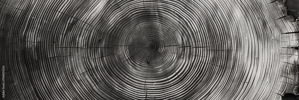 Black and White Close-Up of a Tree Ring Showing Growth Patterns and Natural Texture in High Resolution for Artistic and Educational Use Black and White Close-Up of a Tree Ring Showing Growth Patterns and Natural Texture in High Resolution for Artistic and Educational Use