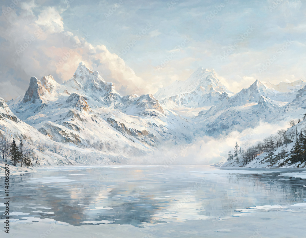 Obraz premium Winter Mountain Lake