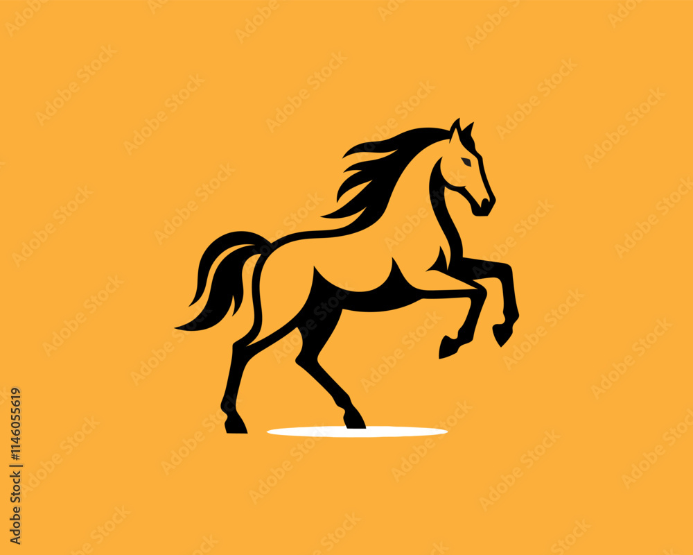 Horse logo design icon symbol vector illustration. Horsepower silhouette logo. Animal logo. Black color horse icon logo vector template.