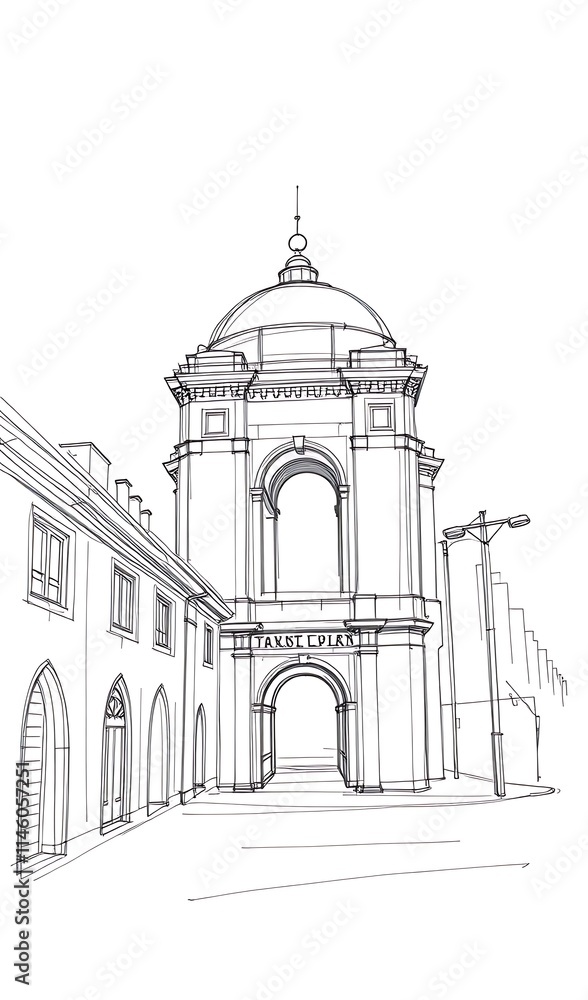 Elegant Hand-Drawn Sketch: City Landmark Illustration. AI Generated Elegant Hand-Drawn Sketch: City Landmark Illustration. AI Generated