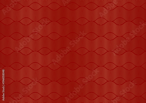 Abstract Chinese themed gold and red wave pattern design  photo