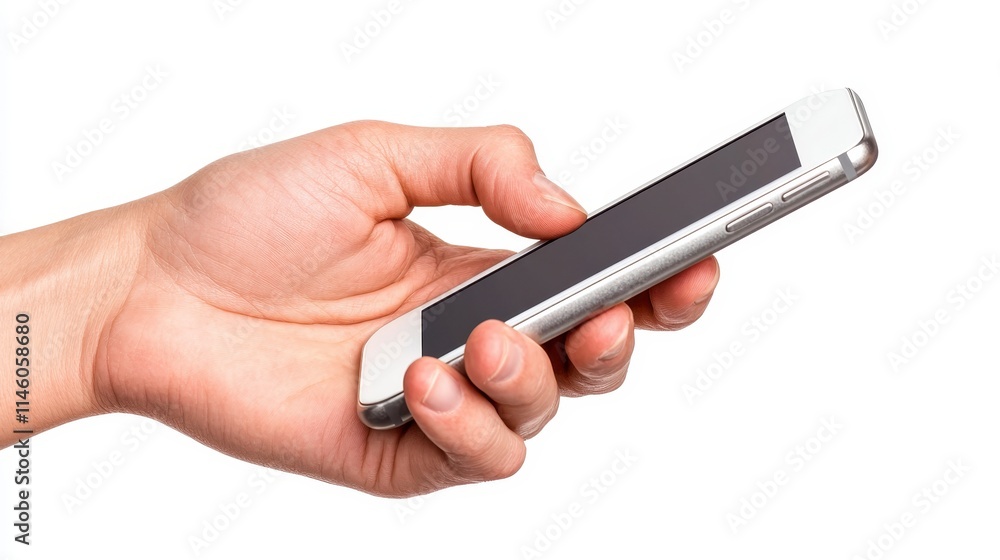 A hand holding a smartphone, showcasing modern technology and communication. A hand holding a smartphone, showcasing modern technology and communication.