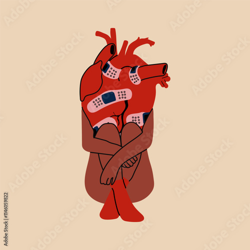 A girl with a broken heart. Anti Valentine's day concept. 