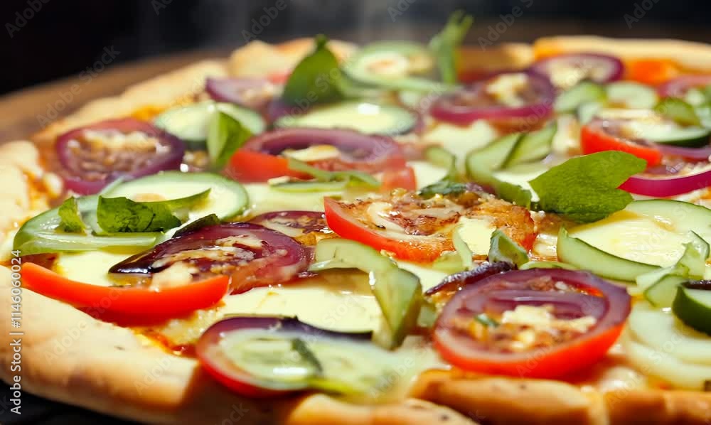 artistry of colors in a freshly made vegetable pizza artistry of colors in a freshly made vegetable pizza