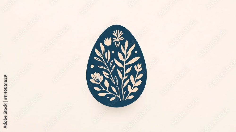 Easter Egg Illustration with Floral and Heart Pattern Easter Egg Illustration with Floral and Heart Pattern