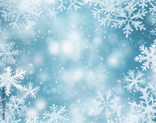 Elegant and Dreamy Winter Background featuring Delicate Snowflakes and Soft Bokeh Effects Creating a Magical and Serene Atmosphere for Seasonal Themes