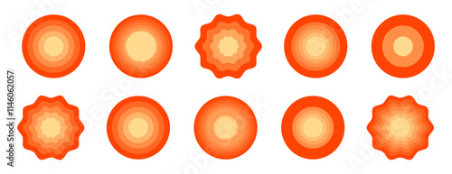 Set of pain concentration, headache, toothache icon, radial pain target icon