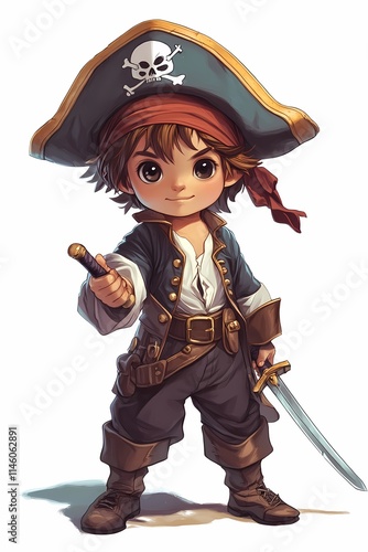 Adorable Little Pirate Captain: A Whimsical Digital Painting