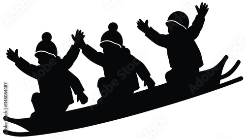 Children Sledding Down a Hill