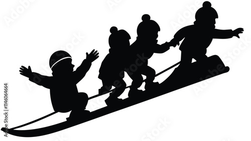 Children Sledding Down a Hill