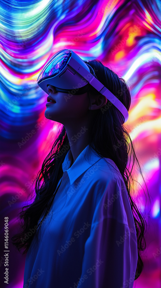 portrait of woman in vr glasses portrait of woman in vr glasses