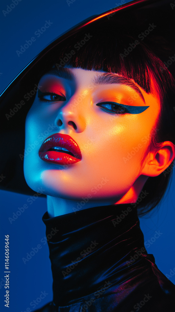 close up portrait with a woman with vibrant colors creating a glowing effect around her face close up portrait with a woman with vibrant colors creating a glowing effect around her face
