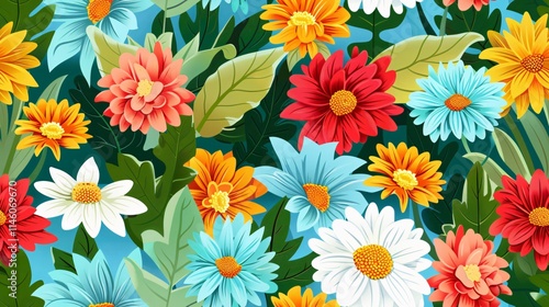 Pattern with flowers. Colorful floral pattern.