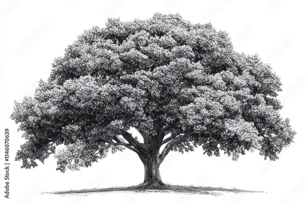 Fototapeta premium Majestic oak tree isolated on white background.
