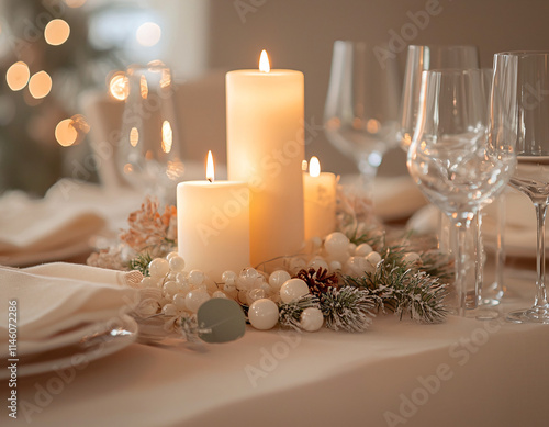 Festive Candlelit Table photo