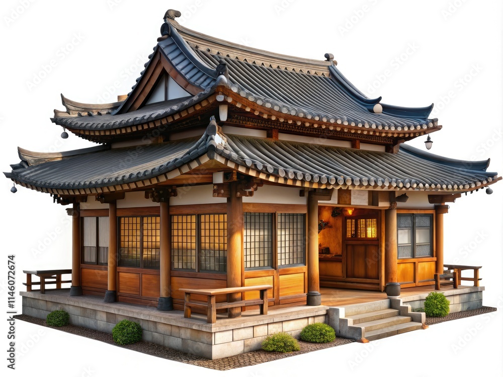 Obraz premium Stylized Korean restaurant PNG, created through photobashing, matte painting, and concept art.