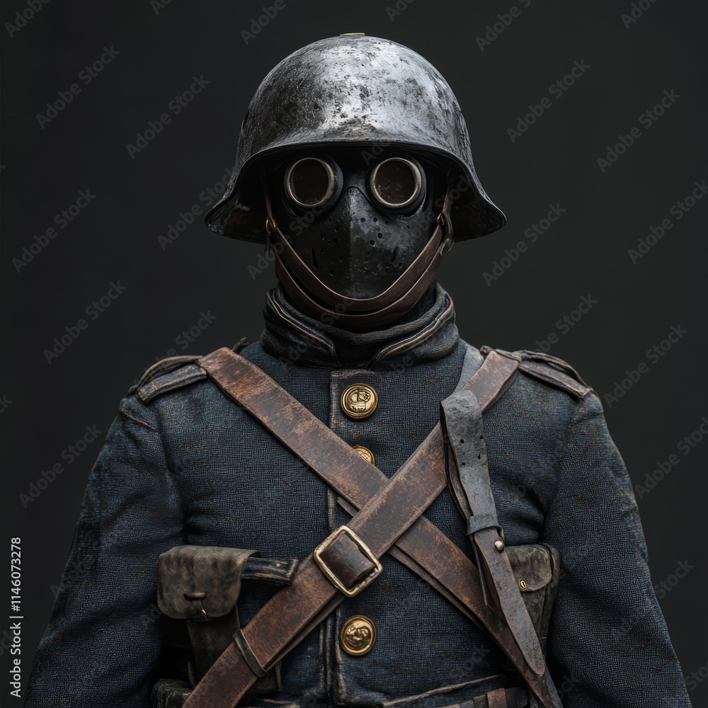 World War One Soldier in Gas Mask and Helmet World War One Soldier in Gas Mask and Helmet