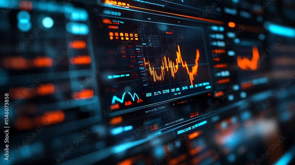 Digital Stock Market Data Display Screen Showing Financial Trends Digital Stock Market Data Display Screen Showing Financial Trends