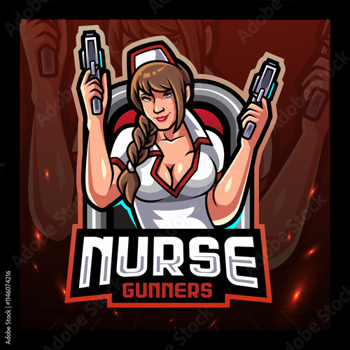 Nurse gunners mascot esport logo  design