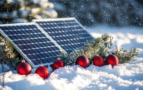 solar panel cozy christmas background professional photo