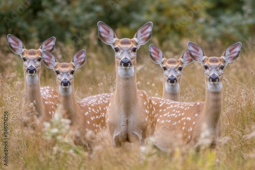 A lone deer grazes in a sun-drenched forest clearing.. Beautiful simple AI generated image