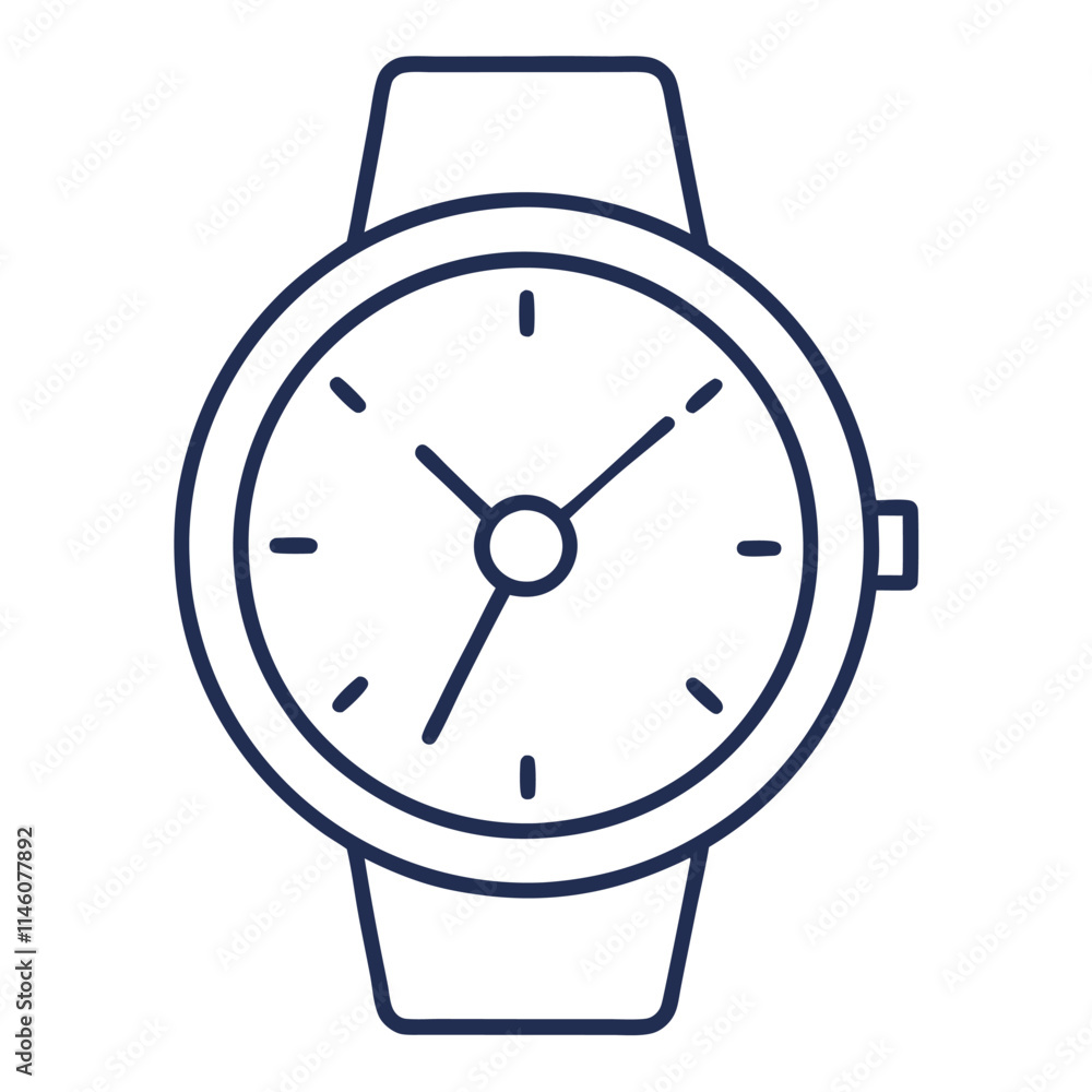 a hand watch line art , white background, a hand watch line art , white background,