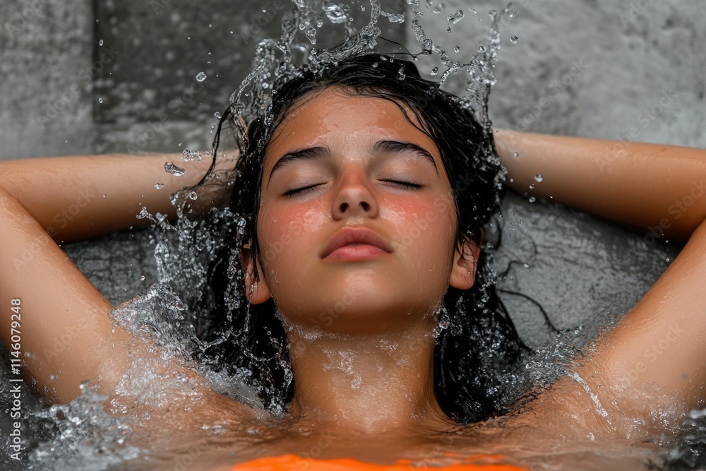 Obraz premium Overjoyed happy woman enjoying the green beautiful nature woods forest around her - concept of female people and healthy natural. Beautiful simple AI generated image