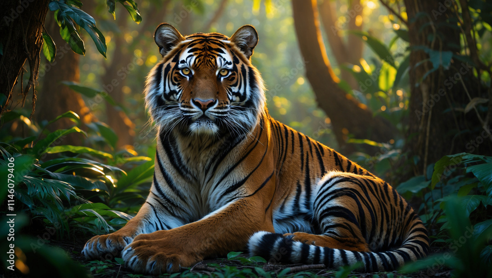 Obraz premium Explore stunning tiger images: majestic wild tigers, Bengal tigers, and fierce tiger portraits. Perfect for presentations, creative designs, and wildlife projects.