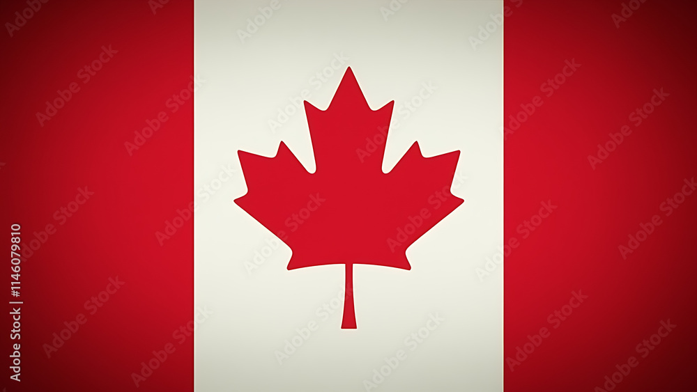 Canada Flag with Bold Red Maple Leaf - Symbol of Natural Beauty Canada Flag with Bold Red Maple Leaf - Symbol of Natural Beauty