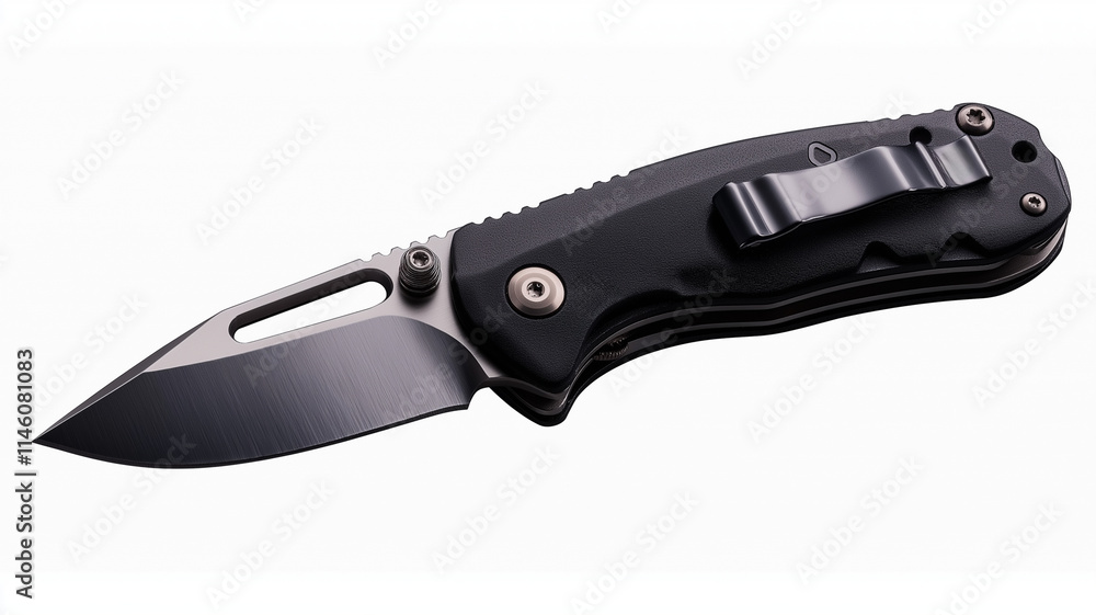 sleek folding knife with black handle and stainless steel blade sleek folding knife with black handle and stainless steel blade