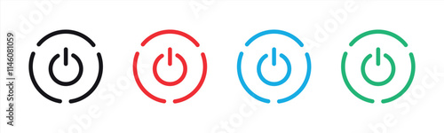 on off power icon set. contain switch power button, shutdown, turn off, start button, icon. vector illustration