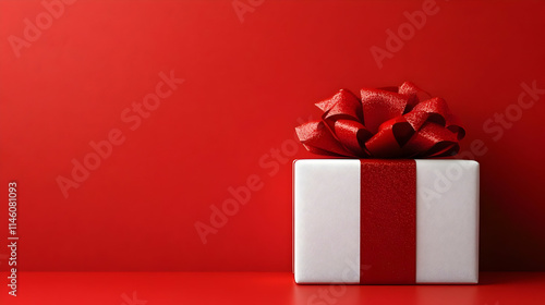Wallpaper Mural Red Bow Gift Box on Red Background: Festive Celebration Torontodigital.ca