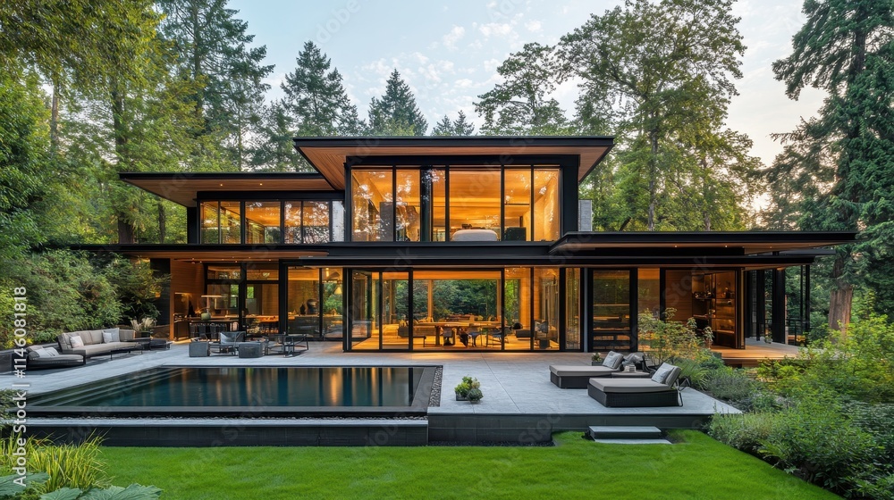 Contemporary glass house with unobstructed views. Contemporary glass house with unobstructed views.