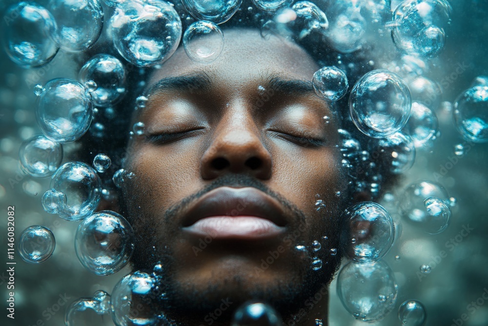An underwater portrait of a person surrounded by bubbles, capturing a moment of serenity, tranquility, and introspection in an ethereal aquatic setting. An underwater portrait of a person surrounded by bubbles, capturing a moment of serenity, tranquility, and introspection in an ethereal aquatic setting.