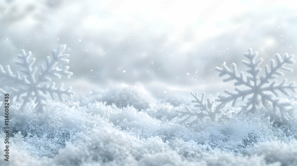 Winter Wonderland: Snowflakes on Snowy Ground Winter Wonderland: Snowflakes on Snowy Ground