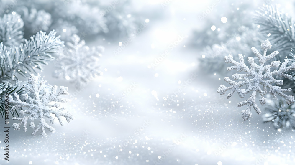 Winter Wonderland: Snowflakes & Pine Branches Glimmer Winter Wonderland: Snowflakes & Pine Branches Glimmer