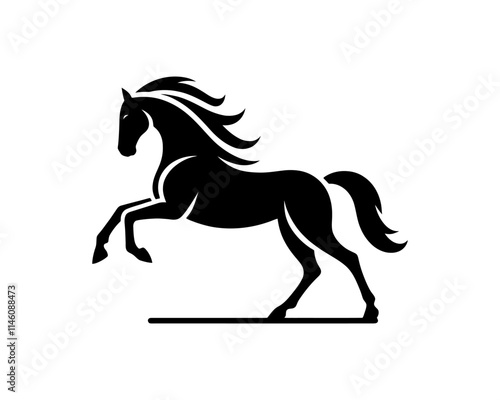 Horse logo design icon symbol vector illustration. Horsepower silhouette logo. Animal logo. Black color horse icon logo vector template.