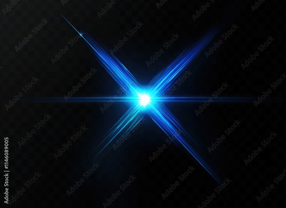 Lens flare with blue light on a black background Lens flare with blue light on a black background