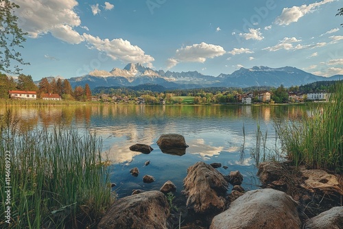 lake chiemsee - bavaria. Beautiful simple AI generated image photo