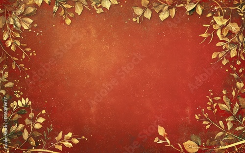 A warm red and gold holiday backdrop with a soft glowing border, leaving a blank area in the center for text