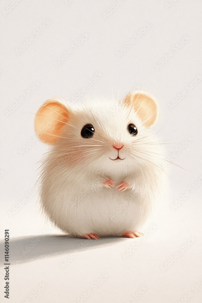 Adorable cartoon hamster with chubby cheeks and a white background Adorable cartoon hamster with chubby cheeks and a white background