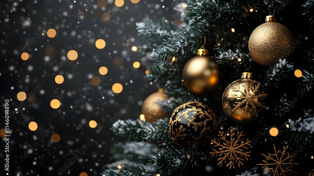 Elegant Gold & Black Christmas Tree Ornaments Sparkle Elegant Gold & Black Christmas Tree Ornaments Sparkle