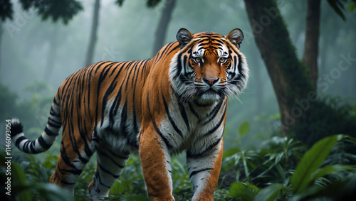 Explore stunning tiger images: majestic wild tigers, Bengal tigers, and fierce tiger portraits. Perfect for presentations, creative designs, and wildlife projects. photo