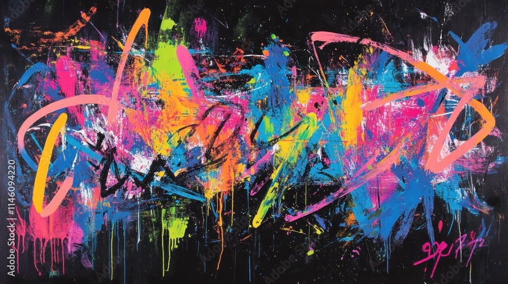 Vibrant Abstract Expressionism: A Symphony of Color and Movement in Neon Hues Vibrant Abstract Expressionism: A Symphony of Color and Movement in Neon Hues