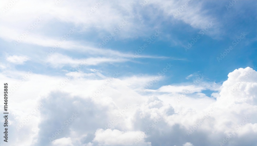 Blue Sky Background with Fluffy White Clouds and Bright Sunlight Blue Sky Background with Fluffy White Clouds and Bright Sunlight