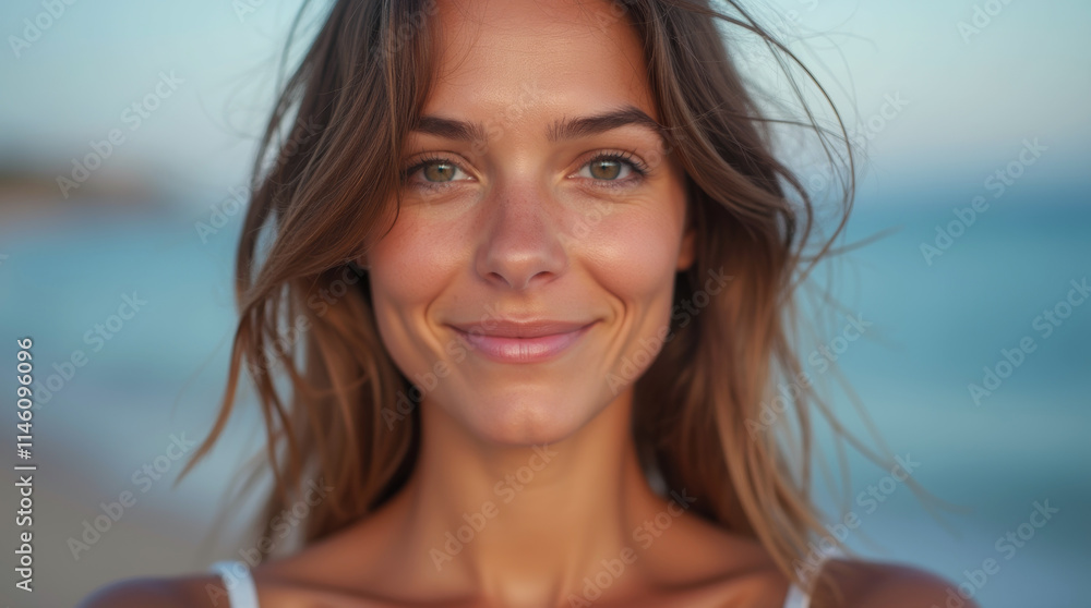 close-up portrait of a beautiful woman on the beach close-up portrait of a beautiful woman on the beach