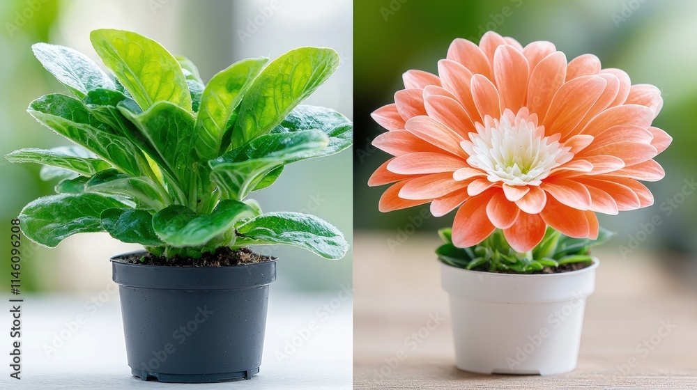 custom made wallpaper toronto digitalGreen plant and orange flower in small pots.