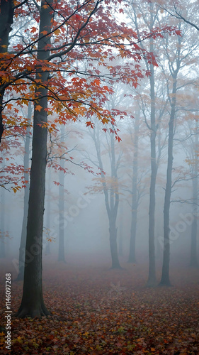Misty Autumn Forest Morning